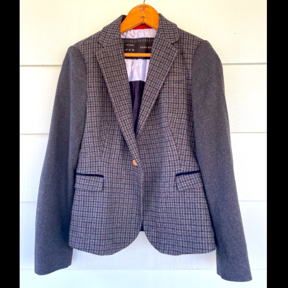 Wool ZARA blazer with elbow patches (size US M)